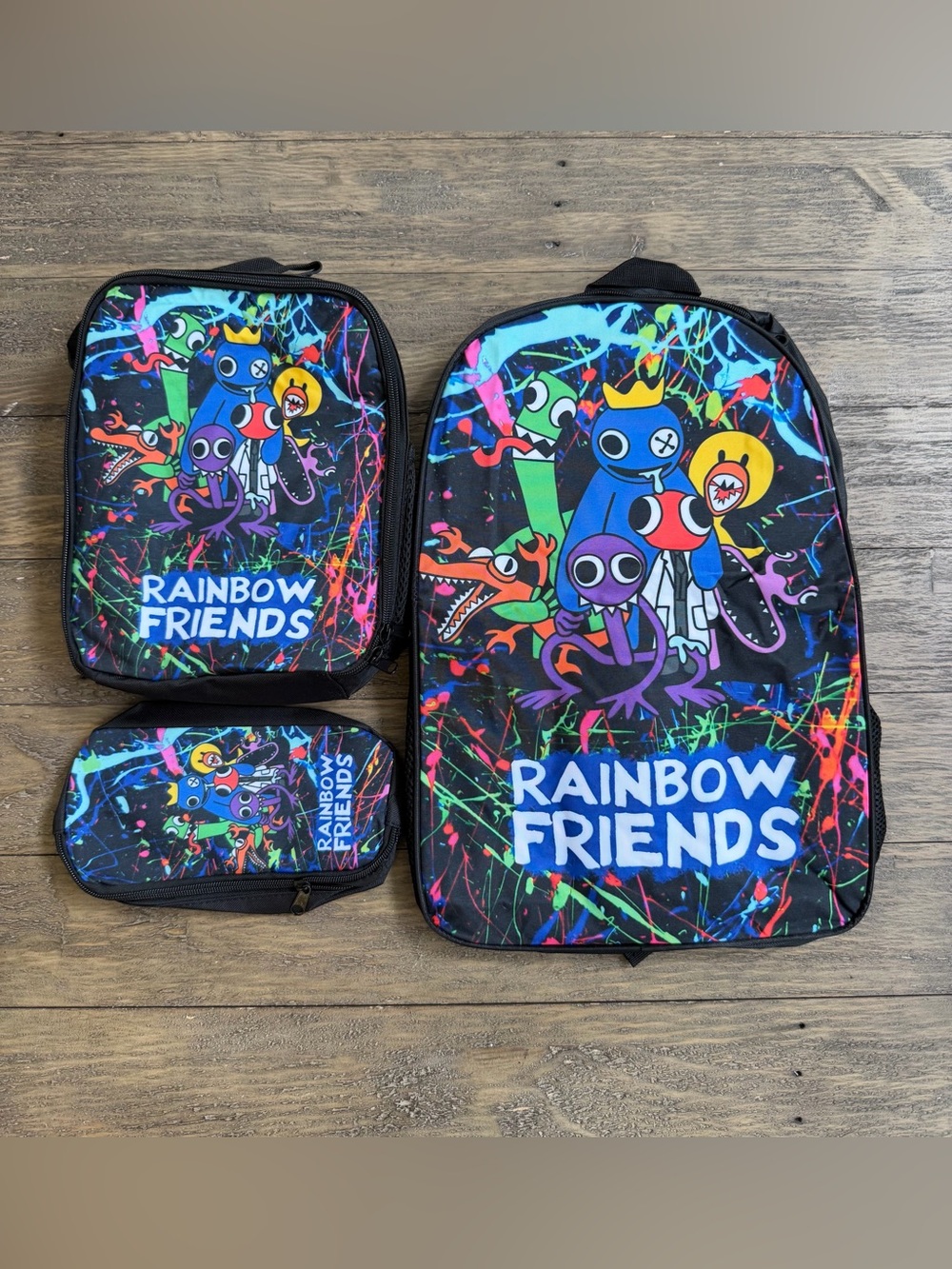 Rainbow Friends three-piece backpack set